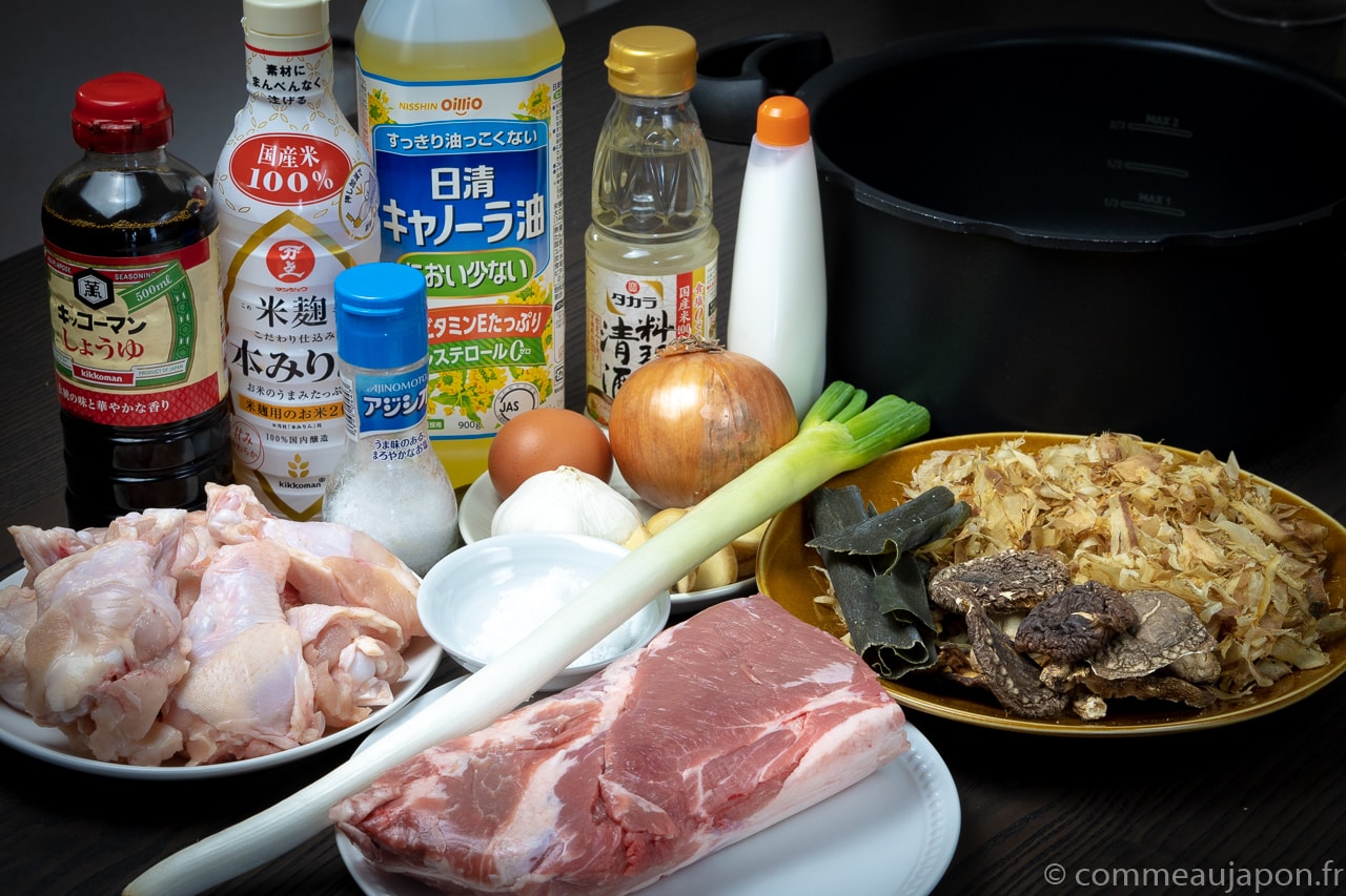 les ingrédients d'un ramen sauce soja