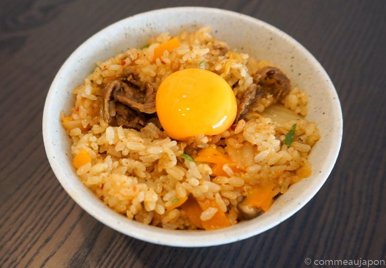 riceCooker Beef Kimchi etape 5 Recette pour Rice Cooker : Riz au boeuf, kimchi et jaune d’œuf